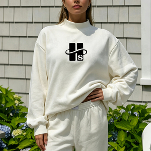 Sudadera con capucha de cuello alto para mujer, talla grande, de algodón grueso, extragrande, blanca, lisa, con logotipo personalizado, al por mayor - Product Image 3