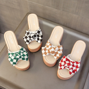 Summer Korean High Heels <b>Flower</b> Slippers <b>Sweet</b> Slope Heel Fashion Women's Drag Thick Bottom Open Toe Cool Slippers - Product Image 5