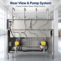 Machine de remplissage d'eau à 4 buses, 20 litres, en acier inoxydable, pour bouteilles de 5 gallons, pour la production d'eau purifiée