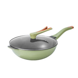 กระทะไทเทเนียมเคลือบกันติด ทรงกลม สีเขียว ใช้กับเตาแม่เหล็กไฟฟ้าได้ ปรุงอาหารไร้ควัน - Product Image 2