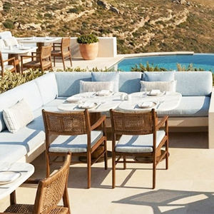 Ensemble de meubles de <span class=keywords><strong>terrasse</strong></span> pour hôtel de bord de mer, style moderne, avec coussin de <span class=keywords><strong>fauteuil</strong></span> en corde tressée JEILI, table en métal, pour restaurant commercial extérieur. - Product Image 4