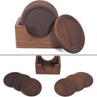 Sous-verre en bois naturel 100%, sous-verre à café, sous-verre à bière. Sous-verre en bois profond noyer avec support