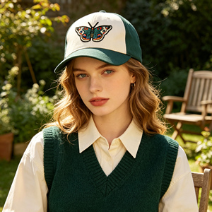 Casquette de baseball décontractée en coton doux, réglable, avec logo brodé papillon, bicolore, effet délavé, personnalisable ODM OEM - Product Image 3