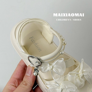 Sandalias de Playa para Niñas Mai Mai 2026, Diseño de Princesa con Lazo de Perlas y Cierre de Velcro, Punta Abierta - Product Image 4