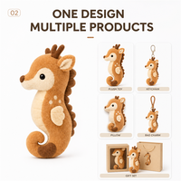 Peluche personnalisée Hippocampe et Cerf, Échantillon de conception sur mesure disponible, Peluche animale douce avec logo, Cadeau personnalisé en gros