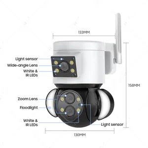 2023 nuovo Design Smart Home Security System IP Security Wireless Wifi CCTV 4MP Camera Dual Lens Flash Lights Mini Network Camera