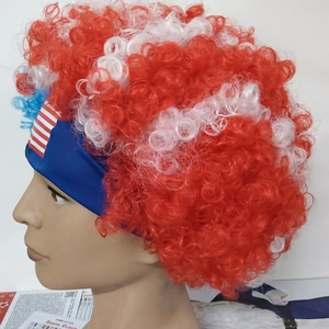 Perruque bouclée patriotique rouge, blanc et bleu, style afro, pour fête, fête de l'indépendance, costume de festival, pour adultes - Product Image 3