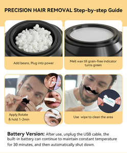 Kit de Calentador de Cera <span class=keywords><strong>con</strong></span> Control de Temperatura Inteligente de Marca Privada, Depilación de Precisión <span class=keywords><strong>en</strong></span> Áreas Pequeñas y <span class=keywords><strong>la</strong></span> Cera de Parafina Nutre los Dedos - Product Image 5