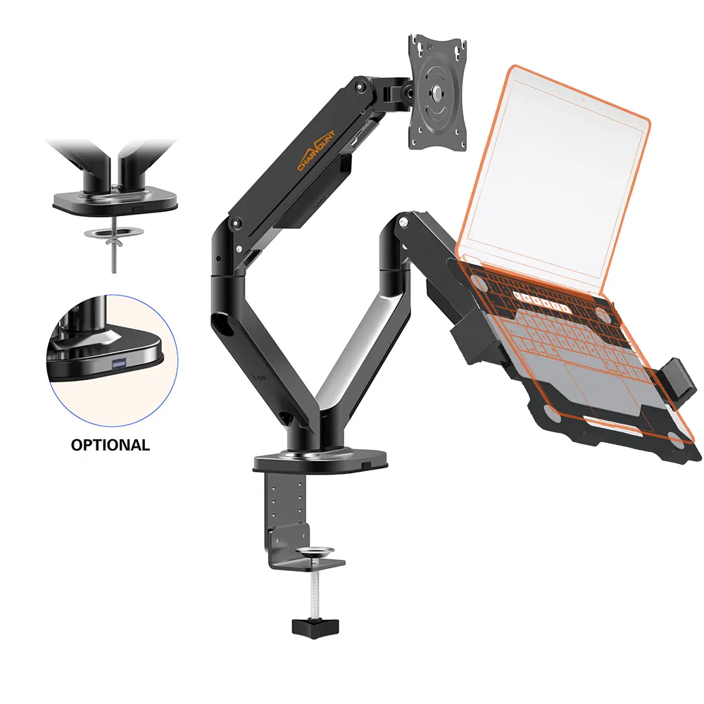 Charm ount Mechanical Spring Support Doppel bildschirme Monitor arm halterung Laptop-Arm halterung mit 2 USB 3.0-Anschlüssen und Kabel management