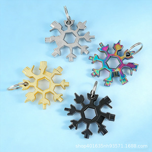 Tournevis multifonction ZY Snowflake 18-en-1 en fonte, porte-clés, clé hexagonale, noir - Product Image 3