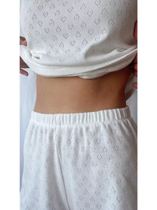 Conjunto de Pijama Curto Feminino TKS Branco com Estampa de Coração Vazado e Renda, Estilo <span class=keywords><strong>Bralette</strong></span> Sem Alças - Product Image 2