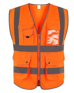 Khả năng hiển thị cao Lớp 2 phản chiếu an ninh vest thí điểm GILET dây kéo phía trước tùy chỉnh vật liệu polyester huỳnh quang tính năng - Product Image 3