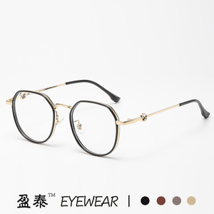 กรอบแว่นตาป้องกันแสงสีฟ้ารูปไข่ Tr90 ขนาดกลาง เลนส์พลาโน สำหรับทุกเพศ สไตล์เรโทร ดีไซน์ไม่สมมาตร - Product Image 5