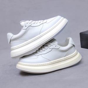 Zapatos Casuales Deportivos de Cuero Genuino para Hombre, Zapatos Blancos de Piel de Vaca, Modernos, con Suela Gruesa, que Aumentan la Altura, de Lujo - Product Image 5