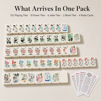 Tuiles de Mahjong américaines personnalisées, motif panda, 152 pièces, avec tuiles Joker et tuiles vierges pour les soirées de jeu en famille