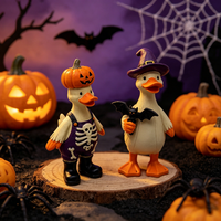 Figurines de canard d'Halloween en résine, statue de canard avec design de chapeau de sorcière citrouille, ornement de table pour la décoration de la maison à l'Halloween