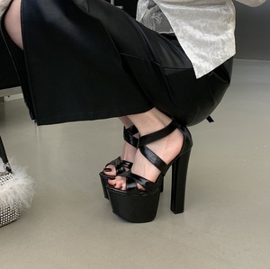 Sandales à plateforme ultra-hautes à talons aiguilles sexy pour femme, avec brides croisées, modèle 2026, talons de 16 cm - Product Image 5