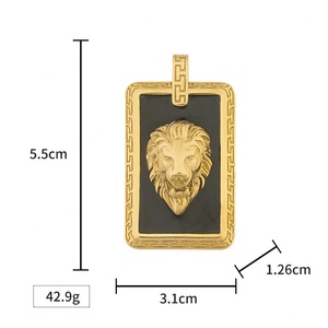 Colgante de Cabeza de León de Acero Inoxidable para Hombre, Moderno y Personalizado, con Resina Epoxi Retro, Chapado en Oro y Acero de Titanio - Product Image 5