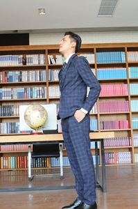 Traje Formal de negocios para hombre, traje de boda a cuadros, azul, una sola botonadura, 2 piezas, 2022 - Product Image 3