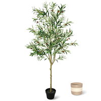 Olivier artificiel de 1,80 m pour intérieur avec panier de plantation, plantes artificielles, verdure, décoration, plantes en pot artificielles