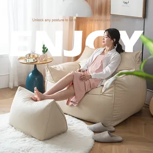 Poltrona a <span class=keywords><strong>Sacco</strong></span> Singola di Lusso DISHI, Design Moderno Pieghevole in <span class=keywords><strong>Ecopelle</strong></span> Scamosciata PU, <span class=keywords><strong>Pouf</strong></span> Divano per Camera da Letto e Soggiorno - Product Image 4