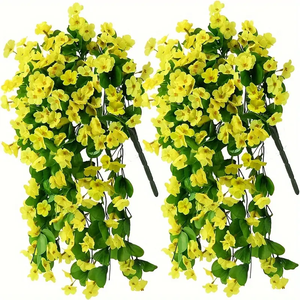 Violetas simuladas, pared de ratán, flores colgantes, sala de estar, Chlorophytum Comosum, flores decorativas, decoración verde - Product Image 2