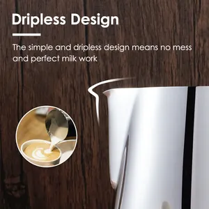 QZQ Manufacturer Sharp Spout Pull Flower Cup Latte Custom Logo Barista Maker Coffee Stainless Steel 304 Frother Pitcher Milk Jug