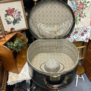 Caja de sombrero antiguo de gran tamaño, caja de sombrero de vaquero con exhibición de cuero, logotipo personalizado, manijas de bloqueo de barra, forro estampado, Maleta de almacenamiento de viaje - Product Image 4