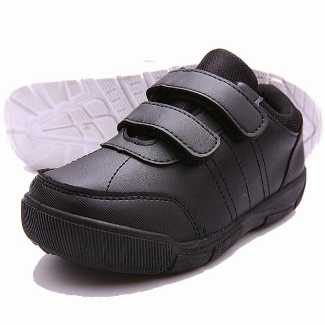 Парадные туфли для школьников, без застежки, на липучке, черные, весна-лето