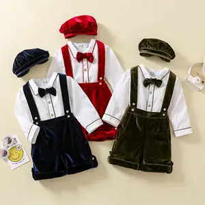 Baby Boy Velour Shorts Set Summer Children Clothing Outfit Baby Birthday Party Suit 1 to 3 Toddler Clothing Set Baby Boy Clothes