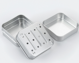 Contenedor de estaño de aluminio cuadrado de 3 capas doble portátil de alta calidad Diseño de drenaje 3D para viajes en interiores Uso en hoteles Latas de metal - Product Image 2