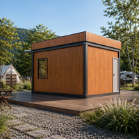 Moderner Vorgefertigter Holzoptik-Verkaufskiosk Modularer Kaffeestand mit Servicetresen