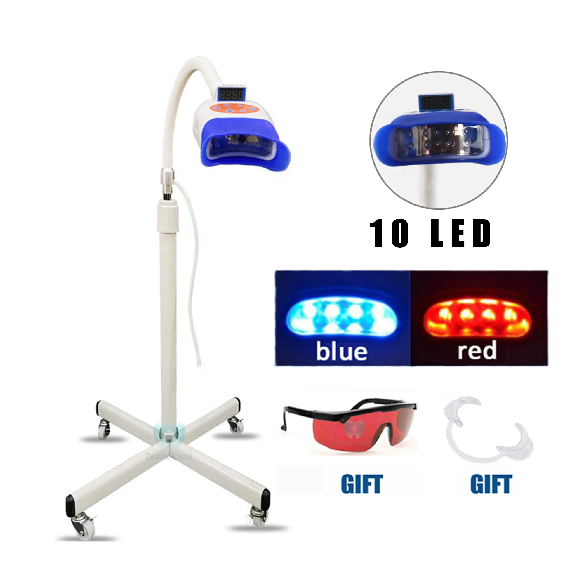 10 led Light dental stand Laser red and blue LED Bleaching teeth whitening lamp