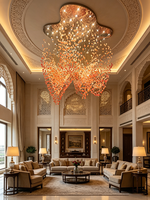 Lustre d'hôtel personnalisé, grand lustre moderne de luxe pour plafonds hauts, lustre en verre d'agate, luminaires de décoration intérieure
