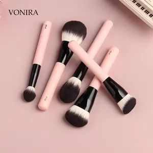 Conjunto de pincéis de maquiagem vonira beauty, kit com 11 pincéis profissionais rosa para esfumar, base, blush, pó, kit de escovas kabuki