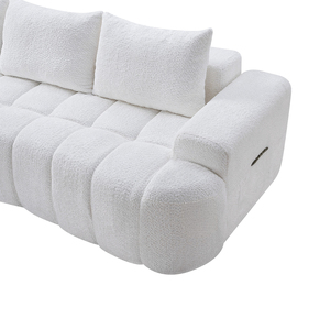 Sofá de Dos Plazas Moderno y Ecológico, Tapizado en Felpa, con Forma Cuadrada y Patas de Madera - Product Image 5
