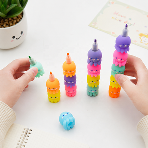 Marcadores Creativos Apilables en Múltiples Secciones con Formas de Osito, Corazón, Pulpo y Flor en Colores <span class=keywords><strong>Pastel</strong></span> para Niños, Estudiantes y Oficina - Product Image 3