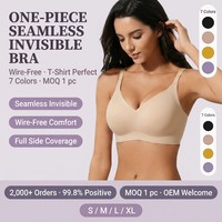 Soutien-gorge sans armatures monobloc moulé sans couture à couvrance totale, bretelles amovibles, invisible sous un t-shirt, anti-affaissement, confort sans armatures