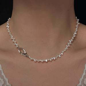 Collier de perles baroques d'eau douce naturelles pour femmes, petites, irrégulières, à forte brillance, beauté dispersée, accessoire rare et unique - Product Image 2