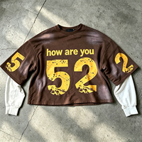 T-shirts pour hommes Double Layer Monkey Washing OEM 100% Coton, Manches à patch, Coupe vintage ample et courte, Streetwear, Qualité supérieure