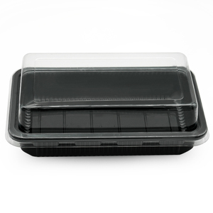 Bandeja de <span class=keywords><strong>sushi</strong></span> negra Blister Contenedor de comida de plástico Plato de servicio para llevar Bandejas de <span class=keywords><strong>sushi</strong></span> de lujo desechables Caja de embalaje con tapa - Product Image 4