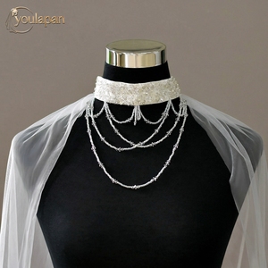 YouLaPan VG124 Elegante Scialle da Sposa Monostrato con Perline, Giacca Nuziale con Maniche in Rete e Paillettes, Senza Maniche - Product Image 3