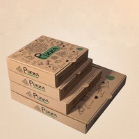 Cajas de cartón corrugado kraft desechables plegables personalizadas para pizza de 13 pulgadas con logo para alimentos.