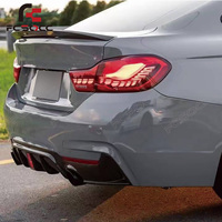 Diffuseur arrière en fibre de carbone avec éclairage LED pour BMW Série 4 F32 F33 F36 M Sport 2014+ Spoiler de pare-chocs arrière inférieur Kit carrosserie