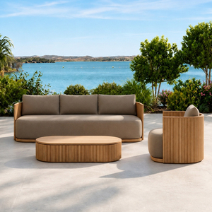 Giardino Teak divano Set Villa moderni mobili da <span class=keywords><strong>esterno</strong></span> Hotel Patio impermeabile divano Resort in legno divano appartamento mobili da balcone - Product Image 1