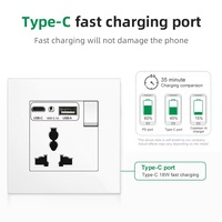 SIXWGH Prise Murale Universelle à Double Port USB Charge Rapide 18W et Type-C 3A, avec Interrupteur, 16A