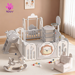 Parc pour bébé pliable, parc pour enfants modulaire, clôture pour bébé en plastique avec porte à verrouillage, aire de jeux intérieure - Product Image 1