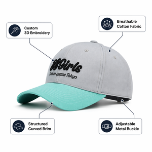 Maßgefertigte 3D-Bestickte Dad Hat Zweifarbige Baseballkappe Twill-Buchstaben Verstellbar Unisex Baumwolle Luxus Großhandel OEM - Product Image 3