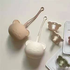 Scatola ciuccio per bambini cordino per bambini borsa per mamma in Silicone orso ciuccio scatola portaoggetti Clip in Silicone