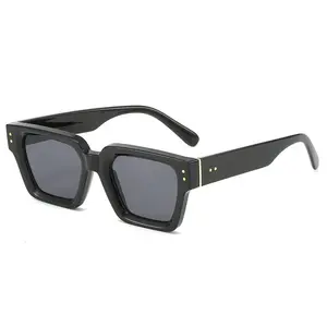 2024 New Arrivals INS Luxury Square Sunglasses Flat Chunky Shades Gray Frame Gradient Black Lens Sun Shades Lunette De sunglass